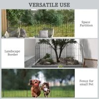 Outsunny 4 Pack Garden Fencing for Yard, Decorative Fence Panels as Animal Barrier and Flower Edging, Circle, Black, Wave(m-6)