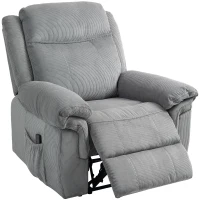 HOMCOM Manual Recliner Chair with Vibration Massage, Side Pockets, Corduroy Reclining Chair for Living Room, Grey(m-2)