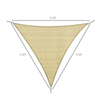 Outsunny Triangle 10' x 10' x 10' Outdoor Sun Shade Sail, Garden Cover UV Block Fabric Canopy for Patio, Deck, Sand(m-3)