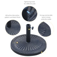 Outsunny 31 lbs Resin Round Market Umbrella Base Holder 19" Decorative Parasol Stand for Patio, Outdoor, Backyard, Bronze(m-6)