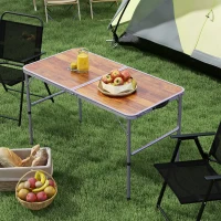 Outsunny 35.5" Outdoor Folding Portable Camping Picnic Table with Adjustable Height, Aluminum Frame for BBQ, Party, Coffee(m-8)