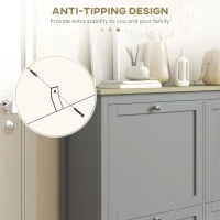 HOMCOM Entryway Shoe Storage Cabinet with 4 Flip Drawers, Adjustable Shelves, Narrow Shoe Cabinet for 20 Pairs of Shoes, Grey(m-7)