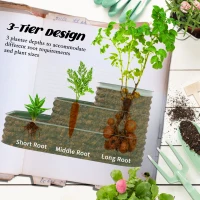 Outsunny 5.2'x3.6'x2.7' Outdoor Raised Garden Bed, 3-Tier Galvanized Planter Box with Safety Edging for Vegetable, Flower, Green(m-4)