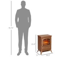 HOMCOM Fireplace Stove, Electric Fireplace Heater with Realistic LED Flames and Logs, 725W/1450W, Dark Brown(m-3)