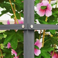 Outsunny Wooden Raised Garden Bed with Trellis, Galvanized Planter Box Elevated Garden Bed for Garden, Patio, Gray(m-9)