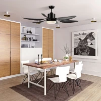 HOMCOM 52" Reversible Indoor Ceiling Fan with Light, Modern Mount LED Lighting Fan with Remote Control, for Bedroom, and Living Room, Black(m-2)