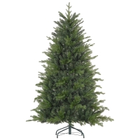 HOMCOM 6 Ft Artificial Christmas Tree with Foldable Metal Stand, Easy Assembly, Hinged Xmas Tree for Home Office Holiday