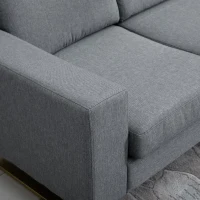 HOMCOM 3 Seater Sofa, Linen Upholstered Cozy Padded Couch with Steel Leg, Backrest and Wide Armrest, for Living room, Bedroom, Dark Grey(m-9)