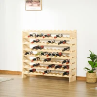 HOMCOM 8-Tier Solid Pine Wooden Wine Rack, Stackable Wine Holder Wine Cabinet Free Standing Floor Liquor Storage Shelf, 96-Bottle(m-8)