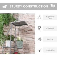 Outsunny 5 Tier Metal Plant Stand, Flower Pot Display Shelf with Hangers, Tall Plant Stand Indoor, Half Moon Shape, for Living Room Patio Garden Balcony Decor, Gray(m-6)