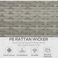 Outsunny 6 PCS Rattan Outdoor Dining Set Patio Dining Table and Chair Set with Plastic Wood Top Dining Table, Cushions, Grey(m-4)