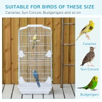 PawHut 36" Bird Cage, Macaw Play House, Cockatoo, Parrot, Finch Flight Cage, 2 Doors, Perch 4 Feeder Pet Supplies, White(m-7)