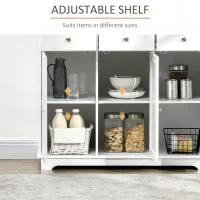 HOMCOM Modern Sideboard, Buffet Cabinet with Storage Cabinets, Drawers and Adjustable Shelves for Living Room, White(m-5)