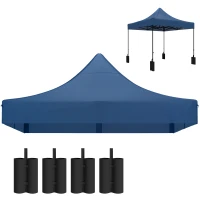Outsunny 10' x 10' Replacement Canopy Top for Pop Up Canopy Tent with 4 Sand Bags, UPF50+ Protection, Navy Blue(m-1)