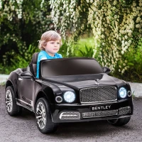 Aosom Bentley Mulsanne 12V Ride on Car, Battery Powered Car with Remote Control, Suspension, Startup Sound, LED Lights, MP3, Horn, Music, Forward and Backward, 2 Motors, Black(m-2)