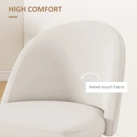 HOMCOM Set of 2 Mid-Back Dining Chair, Mid-Back Velvet-touch Upholstery Kitchen Chair for Living Room Dining Room, Cream White(m-5)