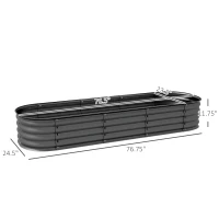 Outsunny 6.4' x 2' x 1' Galvanized Raised Garden Bed Kit, Metal Planter Box with Safety Edging, Dark Gray(m-3)