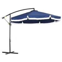 Outsunny 10 FT Cantilever Umbrella, Round Hanging Offset Umbrella with Crank, Cross Base and 8 Ribs for Garden, Backyard, Blue(m-11)