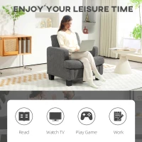 HOMCOM Modern Armchair, Upholstered Chenille Accent Chair with Wood Frame and Back Pillow for Living Room, Dark Grey(m-7)