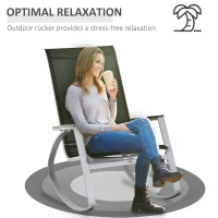 Outsunny Outdoor Modern Front Porch Patio Rocking Sling Chair - Black/ Silver(m-4)