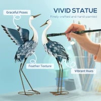 Outsunny Set of 2 Garden Sculptures, Heron Garden Statues for Lawn, Patio, Backyard Decoration, 29" & 27.5", Blue & White(m-4)