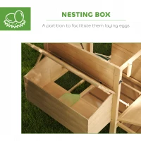 PawHut 75" Wooden Chicken Coop with Nesting Box, Removable Tray, Ramp Run, for Garden Backyard, Natural Wood(m-6)