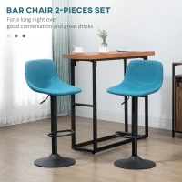 HOMCOM Adjustable Bar Stools, Swivel Bar Height Chairs Barstools Padded with Back for Kitchen, Counter, and Home Bar, Set of 4, Blue(m-4)