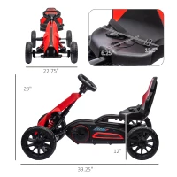 Aosom Kids Pedal Go Kart W/ Adjustable Seat, Swing Axle, Red(m-3)
