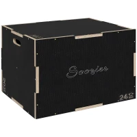 Soozier 24/20/16 In Wooden Plyometric Jump Box with Handle Openings for Home Gym Workout Training(m-2)