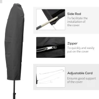 Outsunny Waterproof Patio Umbrella Cover, 300D Banana Parasol Protector with Zipper for Outdoor Garden, Patio, Dark Grey(m-5)