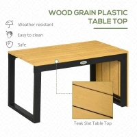 Outsunny 3 Piece Patio Furniture Set with Cushions, Aluminum Frame Outdoor Conversation Sofa Set w/ Two Loveseats and Wood Grain Plastic Top Coffee Table/Side Table, Dark Gray(m-5)