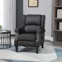HOMCOM Massage Recliner Chair for Living Room, Push Back Recliner Sofa, Suede Wingback Reclining Chair with Extendable Footrest, Wood Legs, Remote Control, Side Pockets, Black(m-8)