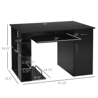 HOMCOM 47.25" Computer Desk with Keyboard Tray, CPU Stand, Writing Desk with Drawer and Storage Shelves, Black(m-3)