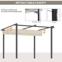 Outsunny 10' x 10' Retractable Pergola Canopy, Patio Gazebo, Sun Shelter with Aluminum Frame for Outdoors, Cream White(m-5)