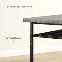 HOMCOM 3-Piece Small Dining Table Set for 2, Kitchen Table and Chairs with Storage Rack and Steel Frame, Gray(m-7)