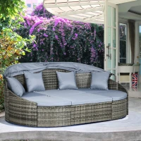 Outsunny Convertible Rattan Daybed Sectional, Light Grey(m-10)