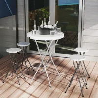 Outsunny Set of 4 Folding Outdoor Bar Stools, 29" Counter Height Stools with Handle, Indoor Outdoor Stool Chair with Footrest(m-8)