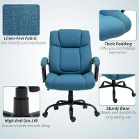 Vinsetto Executive Office Chair with Wide Seat, Computer Desk Chair with Adjustable Height, Swivel Wheels, Blue(m-8)