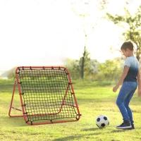 HOMCOM Volleyball Rebounder Net Football Training Aid Kickback Target Play Red(m-1)