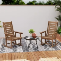 Outsunny 2 Pieces Outdoor Rocking Chairs, HDPE Patio Rockers with 28" High Back, Wide Armrests for Porch Backyard, Brown(m-10)