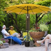 Outsunny 8.5FT Parasol with 10 Ribs, Air Vents, Crank Handle & Tilt for Outdoor, Garden and Pool, Yellow(m-1)