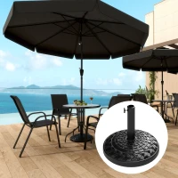 Outsunny 19" Patio Umbrella Base, 26 lbs Concrete Heavy Duty Umbrella Stand, Round Patio Umbrella Holder for 1.5"/1.9" Umbrella Poles for Outdoor, Lawn, Poolside, Black(m-2)