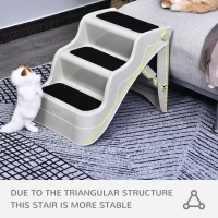PawHut Pet Stairs Dogs and Cats Folding Ladder Puppy Portable 3 Steps Home Travel Using Cream(m-6)