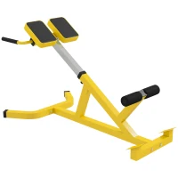 Soozier Roman Chair Back Extension Machine, Height Adjustable Hyperextension Bench with Dip Bars, Multi-Functional for Back, Core, Arms and Whole-Body Training, Yellow(m-11)