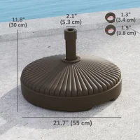 Outsunny Round Plastic Patio Umbrella Base Parasol Holder Outdoor Umbrella Stand, Filled Up to 62lbs with Stand or 51lbs with Water for Garden, Poolside, Brown(m-3)