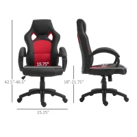 HOMCOM Racing Gaming Chair Office Chair Computer Desk Gamer Chair with Swivel Wheels, Padded Headrest, Tilt Function, Red(m-3)