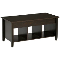 HOMCOM Lift Top Coffee Table, Modern Center Table with Storage Shelves and Hidden Compartment for Living Room, 41" L, Espresso(m-11)
