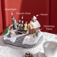 HOMCOM Christmas Village, Choir Animated Winter Wonderland Set with Multicolored LED Light, Battery Operated Christmas Decoration(m-4)