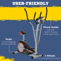 Soozier 2-in-1 Elliptical and Bike Cross Trainer with LCD Screen and Magnetic Resistance for Home Gym Use, 264 lbs Weight Capacity(m-7)