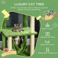PawHut 56" Cat Tree for Large Cats Adult with Hammock, Cat Tower with Scratching Post, Platforms, Play Ball and Anti-tipping Device, for Indoor Cats, Green(m-5)